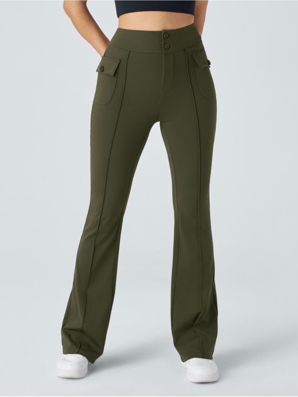 HALARA High Waisted Side Flap Pocket Flare Casual Cargo Pants - Picture 1 of 11